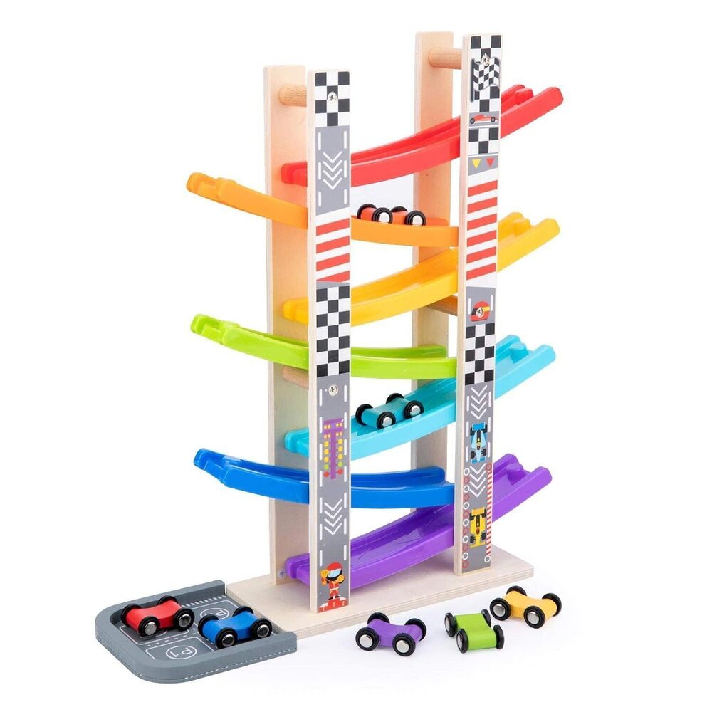 Toddler Toys for 1 2 3 Years Old, Wooden Car Ramp Racer Toy Vehicle